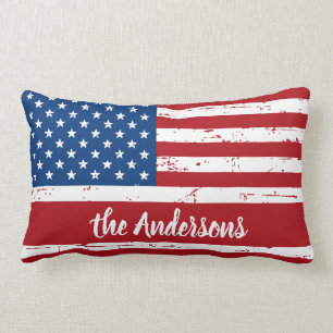 Patriotic USA American Flag Personalisiert Name Lendenkissen