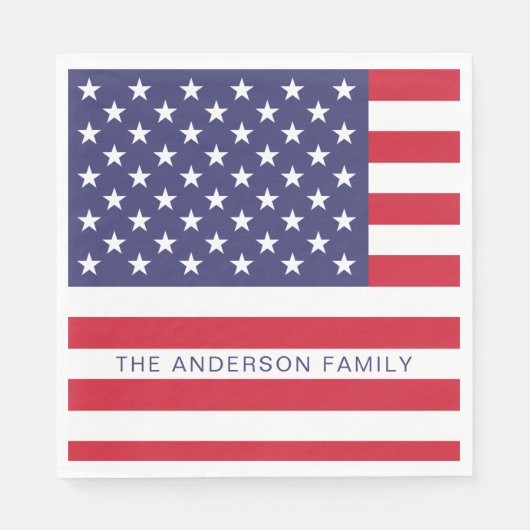 Patriotic USA American Flag Personalisiert Serviette (Vorderseite)