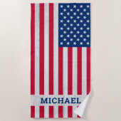 Patriotic USA American Flag Personalisiert Strandtuch (Vorderseite)