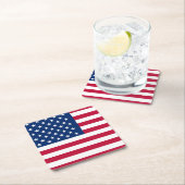 Patriotic USA American Flag Red White and Blue Rechteckiger Pappuntersetzer (Vor Ort)
