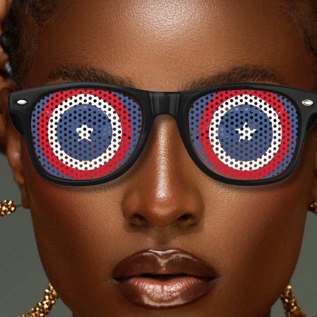 Patriotic USA American Flag Red White & Blue Partybrille (red white and blue retro sunglasses)