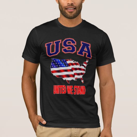 Patriotic USA American Flag United We Stand T-Shirt (Vorderseite)