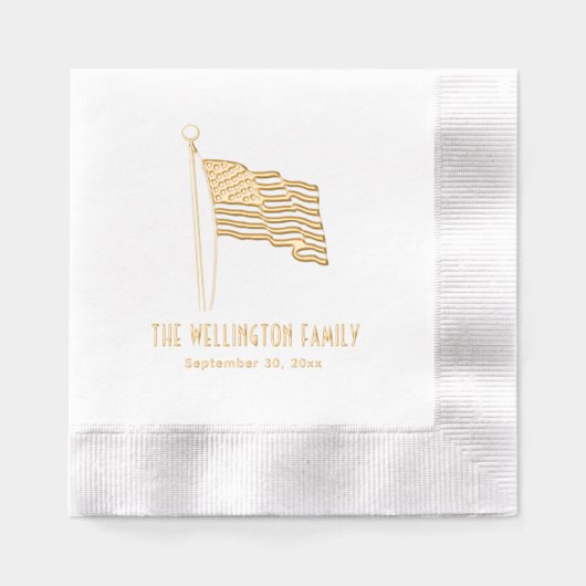 Patriotic USA American Flag Waage Name Date Servietten Mit Folie (Vorderseite)