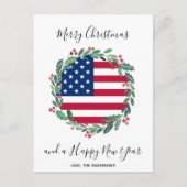 Patriotic USA American Flag Weihnachtsmann Feiertagspostkarte (Vorderseite)