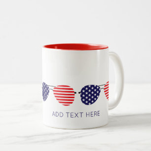 Patriotic USA Aviator Sonnenbrillen Eigene Texte h Zweifarbige Tasse