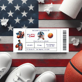 Patriotic USA Basketball Ticket Geburtstagsparty Einladung