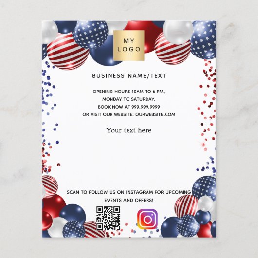 Patriotic USA Business-Logo qr Code-Einführung Flyer (Vorne)