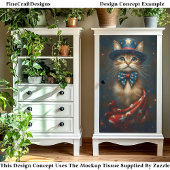 Patriotic USA Cat, Top Hat, Bow Krawatte CS2 Decou Seidenpapier
