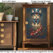Patriotic USA Cat, Top Hat, Bow Krawatte CS2 Decou Seidenpapier