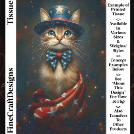 Patriotic USA Cat, Top Hat, Bow Krawatte CS2 Decou Seidenpapier