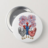 Patriotic USA Chicken USA Hen 4. Juli Button (Vorne & Hinten)