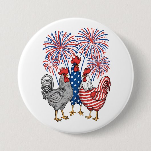 Patriotic USA Chicken USA Hen 4. Juli Button (Vorderseite)