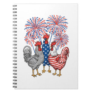 Patriotic USA Chicken USA Hen 4. Juli Notizblock