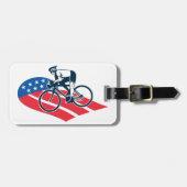 Patriotic USA Cycling American Flag Bike Rider Gepäckanhänger (Vorderseite horizontal)