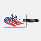 Patriotic USA Cycling American Flag Bike Rider Gepäckanhänger (Rückseite horizontal)
