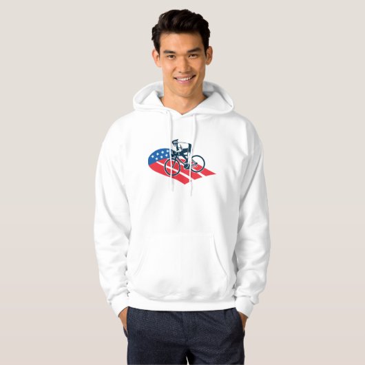 Patriotic USA Cycling American Flag Bike Rider Hoodie (Vorne ganz)