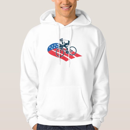 Patriotic USA Cycling American Flag Bike Rider Hoodie (Vorderseite)
