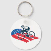 Patriotic USA Cycling American Flag Bike Rider Schlüsselanhänger (Vorderseite)
