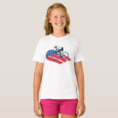 Patriotic USA Cycling American Flag Bike Rider T-Shirt (Vorne ganz)