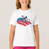 Patriotic USA Cycling American Flag Bike Rider T-Shirt (Vorderseite)