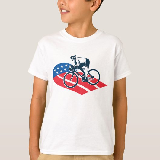 Patriotic USA Cycling American Flag Bike Rider T-Shirt (Vorderseite)