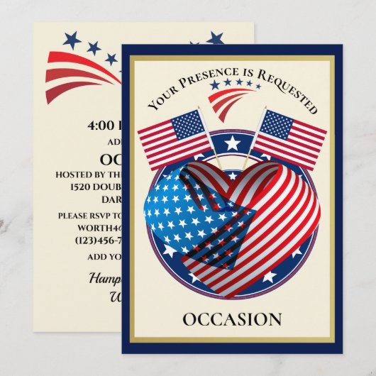 Patriotic USA Einladung (Vorne/Hinten)