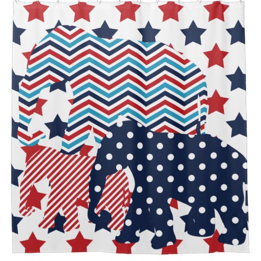 Patriotic USA Elephant Trio Duschvorhang (Vorderseite)