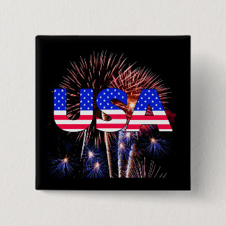 Patriotic USA Fireworks Button