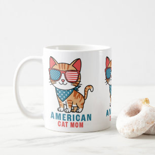 Patriotic USA Flag 4. Juli American Cat Mama Kaffeetasse