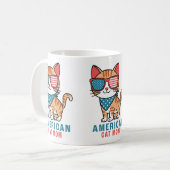 Patriotic USA Flag 4. Juli American Cat Mama Kaffeetasse (Vorderseite Links)