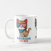 Patriotic USA Flag 4. Juli American Cat Mama Kaffeetasse (Links)