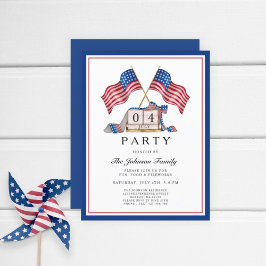 Patriotic USA Flag 4. Juli Einladungspostkarte