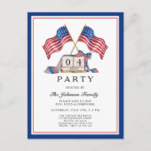Patriotic USA Flag 4. Juli Einladungspostkarte (Vorderseite)