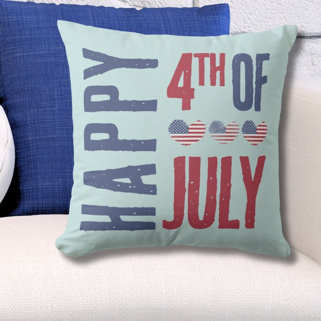 Patriotic USA Flag 4. Juli Kissen (Cute Patriotic USA American Flag Heart 4th Of July Throw Pillow)