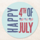 Patriotic USA Flag 4. Juli Party Runder Pappuntersetzer (Vorderseite)