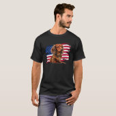 Patriotic USA Flag 4th of July Long Haired Dachshu T-Shirt (Vorne ganz)