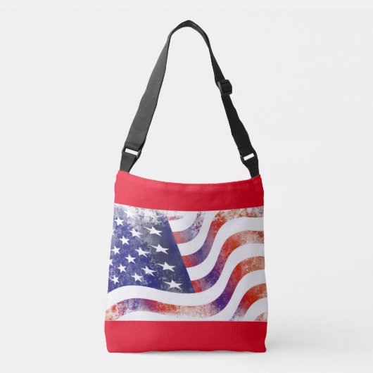 Patriotic USA Flag-Adjusted Strap Tote Bag Tragetaschen Mit Langen Trägern (Vorderseite)
