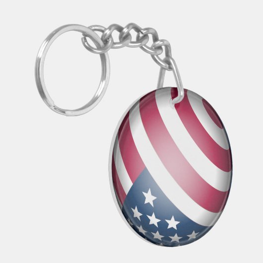 Patriotic USA Flag and Map Globe Art Schlüsselanhänger (Vorderseite links)