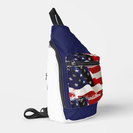 Patriotic USA Flag Backpack Crossbody Bag (Linke Seite)