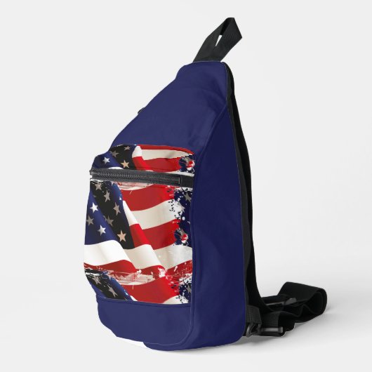 Patriotic USA Flag Backpack Crossbody Bag (Rechte Ecke)