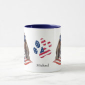 Patriotic USA Flag Basset Hound Dog Tasse (Zentrum)