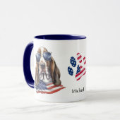 Patriotic USA Flag Basset Hound Dog Tasse (Vorderseite Links)