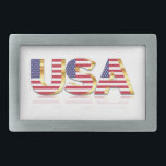 Patriotic USA Flag Belt Buckle Rechteckige Gürtelschnalle<br><div class="desc">USA Gürtelschnallen - USA - Amerikanische Flagge - Patriotisch - Unabhängigkeitstag - 4. Juli - Anpassbar - Wählen / Fügen Sie Ihren einzigartigen Text / Farbe / Bild - Ihr besonderes Geschenk machen - Vergrössern und verschieben oder entfernen und fügen Sie Elemente / Bild mit Anpassungs-Tool. Sie können Designs auch...</div>