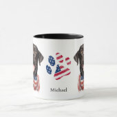 Patriotic USA Flag Black Labrador Retriever Dog Tasse (Zentrum)
