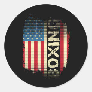 Patriotic Usa Flag Boxing Kickboxing Kickboxer Gym Runder Aufkleber