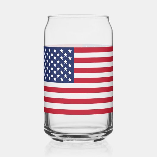 Patriotic USA Flag Can Glass - amerikanischer Stol Dosenglas (Vorderseite)