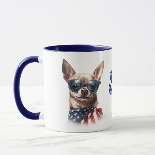 Patriotic USA Flag Chihuahua Dog Tasse (Links)