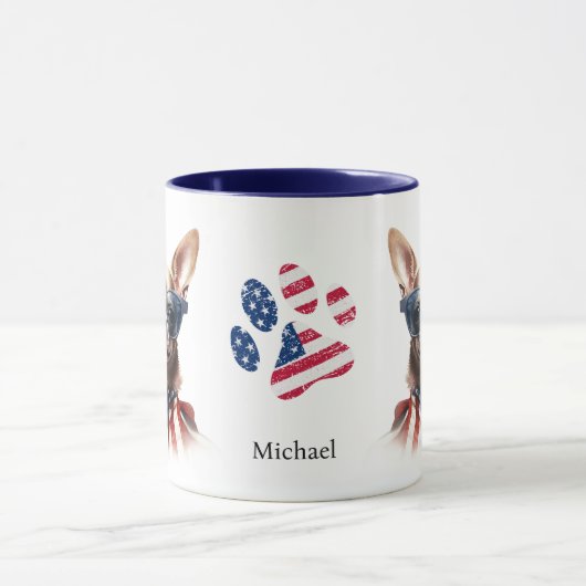 Patriotic USA Flag Chihuahua Dog Tasse (Zentrum)