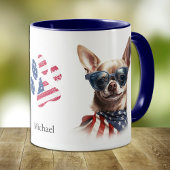 Patriotic USA Flag Chihuahua Dog Tasse