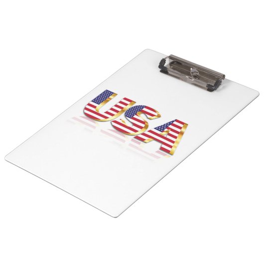 Patriotic USA Flag Clipboard Klemmbrett (Schrägansicht)